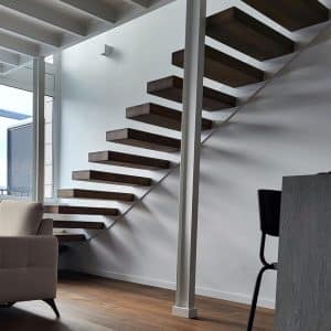 A staircase suspended in the air