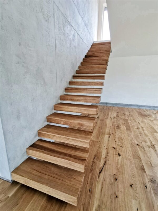 Wooden stairs suspended in the air