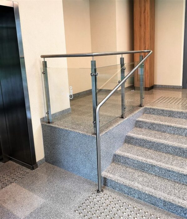 Stainless steel handrail with glass