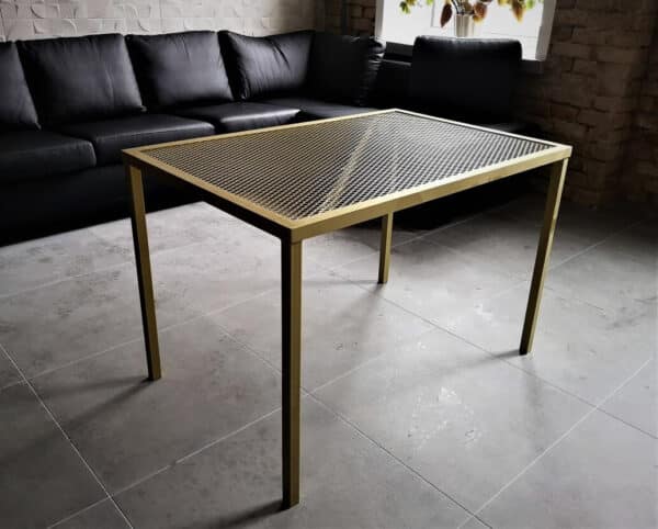 Metal table with mesh