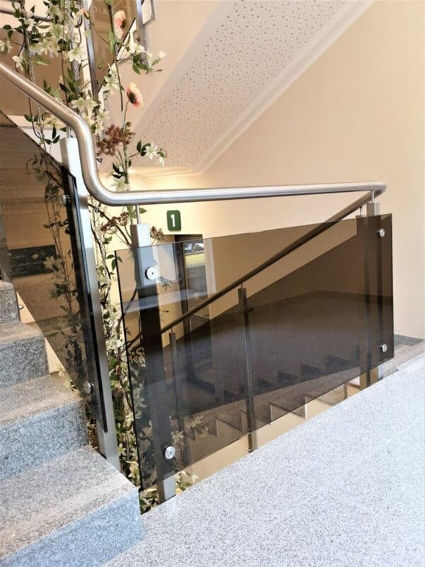 Glass railings for apartment building