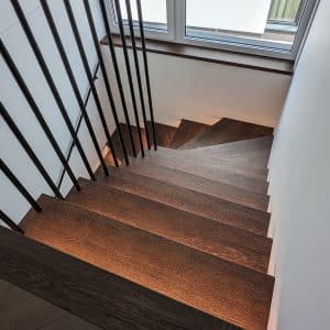 Solid oak steps with LED