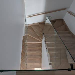 Interior glass railings