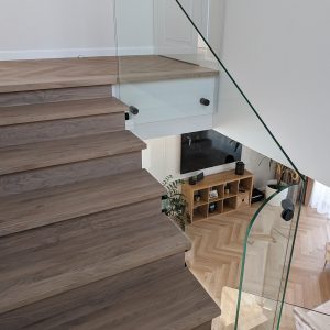 Interior glass railings