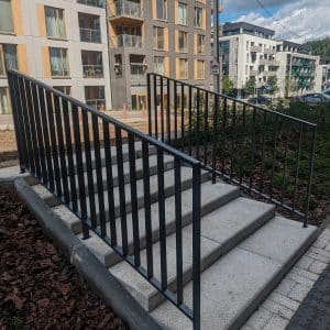 Outdoor galvanised railings