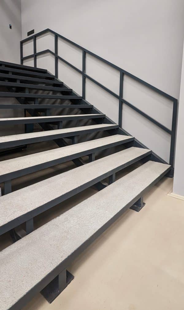 Metal staircase with concrete steps