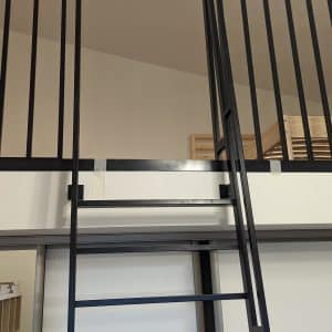 Metal stairs to the loft