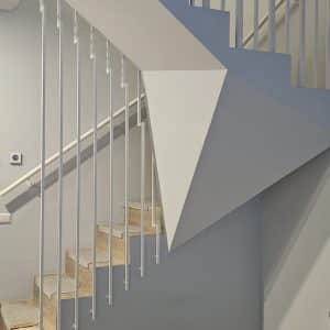 White indoor handrails